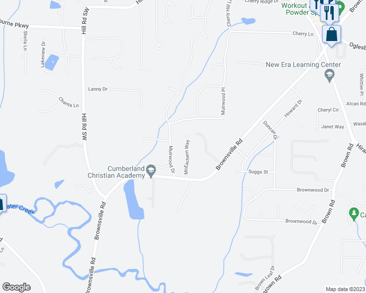 map of restaurants, bars, coffee shops, grocery stores, and more near 4806 McEachern Way in Powder Springs