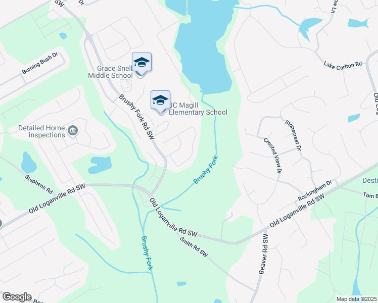 map of restaurants, bars, coffee shops, grocery stores, and more near 4005 Brushymill Court in Loganville