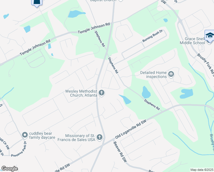 map of restaurants, bars, coffee shops, grocery stores, and more near 3715 Frankie Wade Lane in Loganville