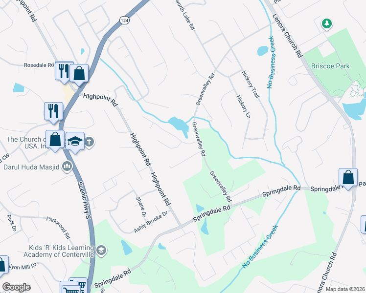 map of restaurants, bars, coffee shops, grocery stores, and more near 2920 Hunters Pond Court in Snellville