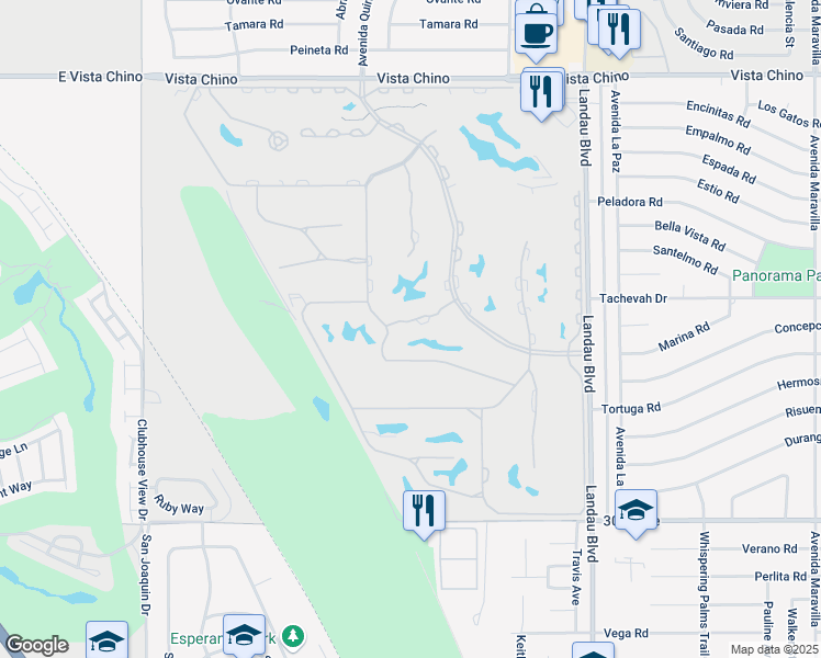 map of restaurants, bars, coffee shops, grocery stores, and more near 67595 Lagos Way in Cathedral City