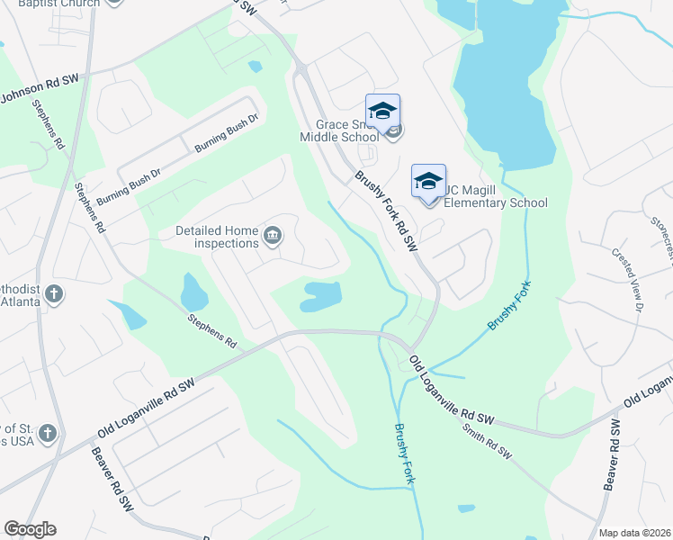 map of restaurants, bars, coffee shops, grocery stores, and more near 1105 Old Loganville Road Southwest in Loganville