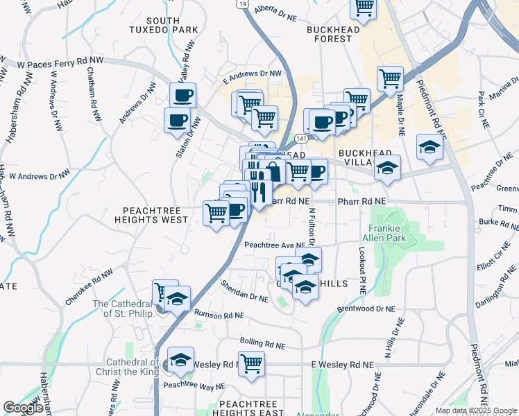 map of restaurants, bars, coffee shops, grocery stores, and more near 3027 Bolling Way Northeast in Atlanta