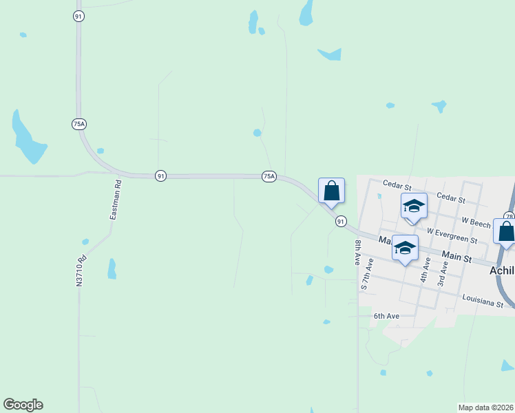 map of restaurants, bars, coffee shops, grocery stores, and more near 12690 Oklahoma 91 in Colbert