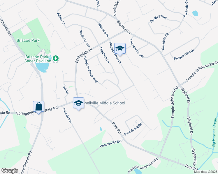 map of restaurants, bars, coffee shops, grocery stores, and more near 3200 Hampton Ridge Way in Snellville