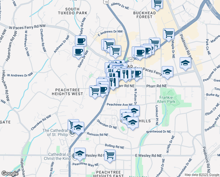 map of restaurants, bars, coffee shops, grocery stores, and more near in 