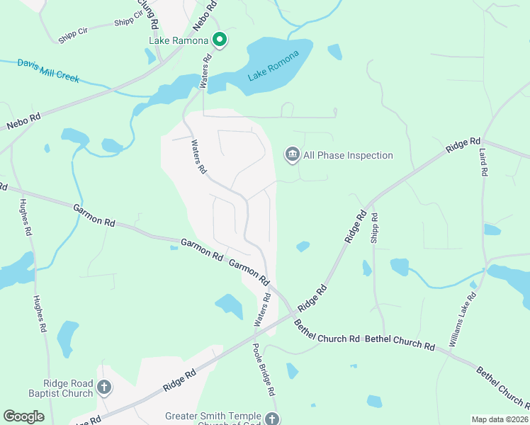map of restaurants, bars, coffee shops, grocery stores, and more near 84 Rainbow Lane in Hiram