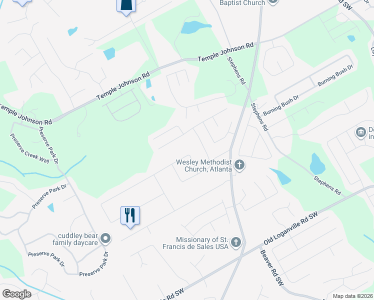 map of restaurants, bars, coffee shops, grocery stores, and more near 2262 Red Rose Lane in Loganville