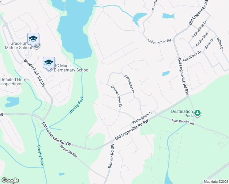map of restaurants, bars, coffee shops, grocery stores, and more near 450 Crested View Drive in Loganville