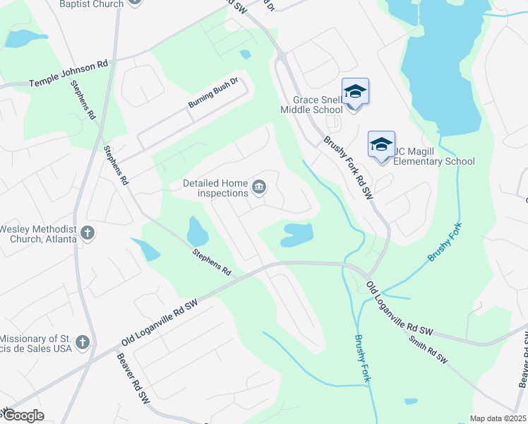 map of restaurants, bars, coffee shops, grocery stores, and more near 1213 Old Loganville Road Southwest in Loganville