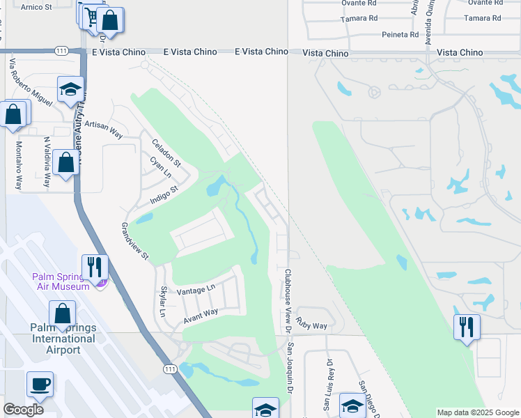 map of restaurants, bars, coffee shops, grocery stores, and more near 929 Bernardi Lane in Palm Springs