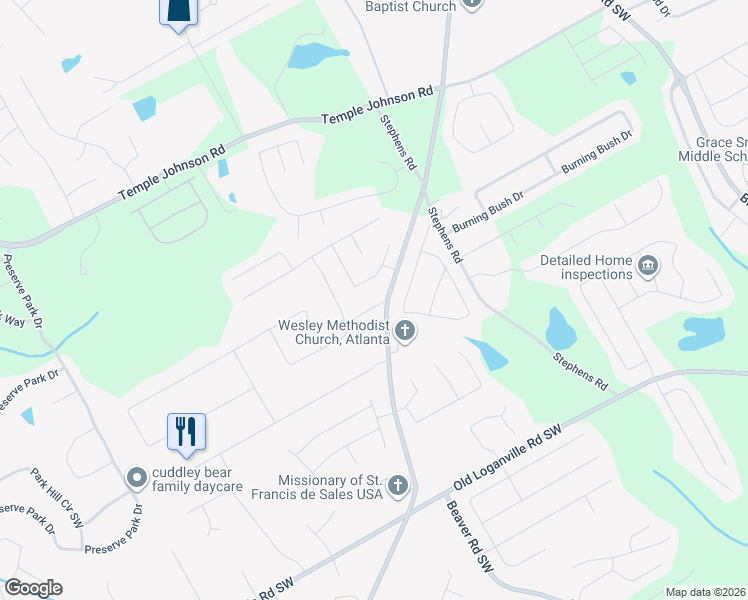 map of restaurants, bars, coffee shops, grocery stores, and more near 1445 Range Heights Terrace in Loganville