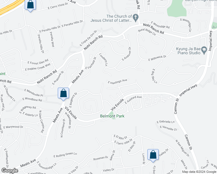 map of restaurants, bars, coffee shops, grocery stores, and more near 4449 East Bradford Avenue in Orange