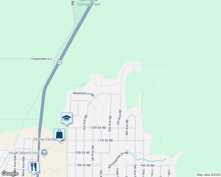 map of restaurants, bars, coffee shops, grocery stores, and more near 607 Laura Lane Northeast in Jacksonville