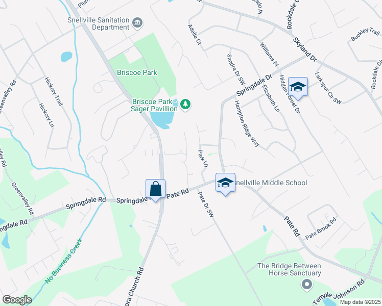 map of restaurants, bars, coffee shops, grocery stores, and more near 2994 Sonya Lane in Snellville