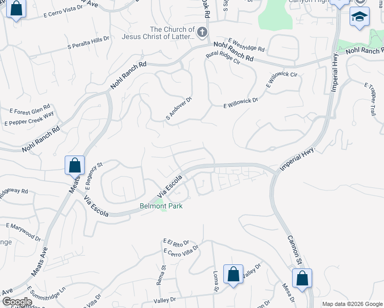 map of restaurants, bars, coffee shops, grocery stores, and more near 4802 East Bradford Avenue in Orange