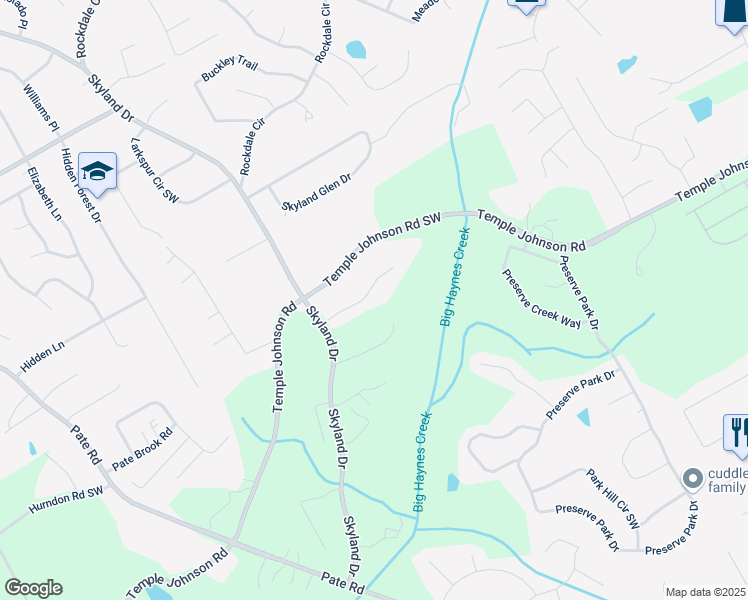 map of restaurants, bars, coffee shops, grocery stores, and more near 2050 Lyda Lane in Loganville