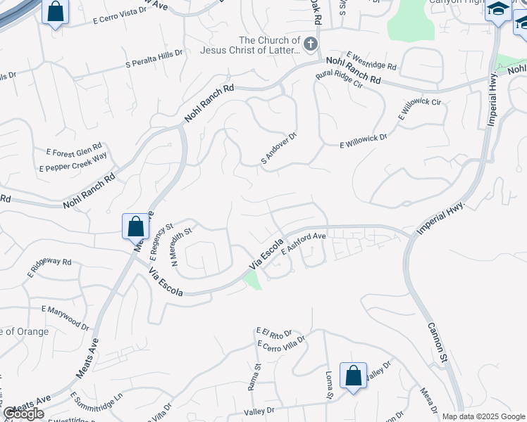 map of restaurants, bars, coffee shops, grocery stores, and more near 4611 East Bradford Avenue in Orange