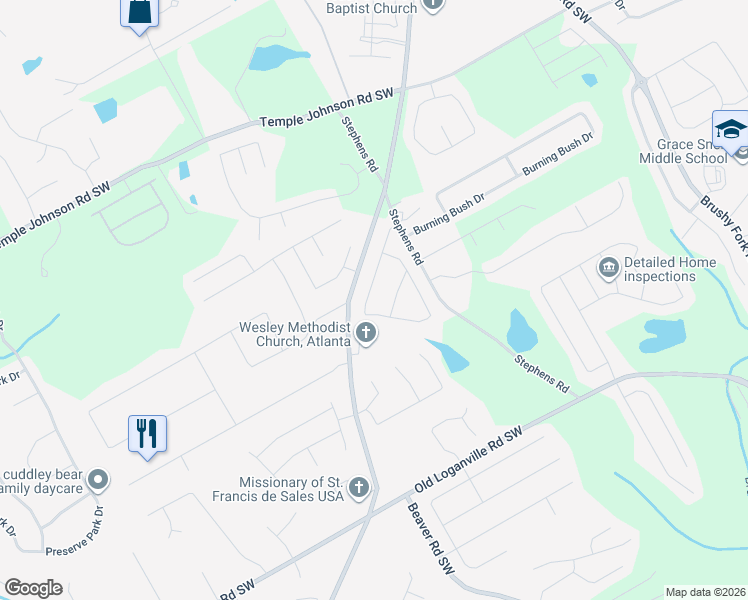 map of restaurants, bars, coffee shops, grocery stores, and more near 1480 Rose Pointe Drive in Loganville