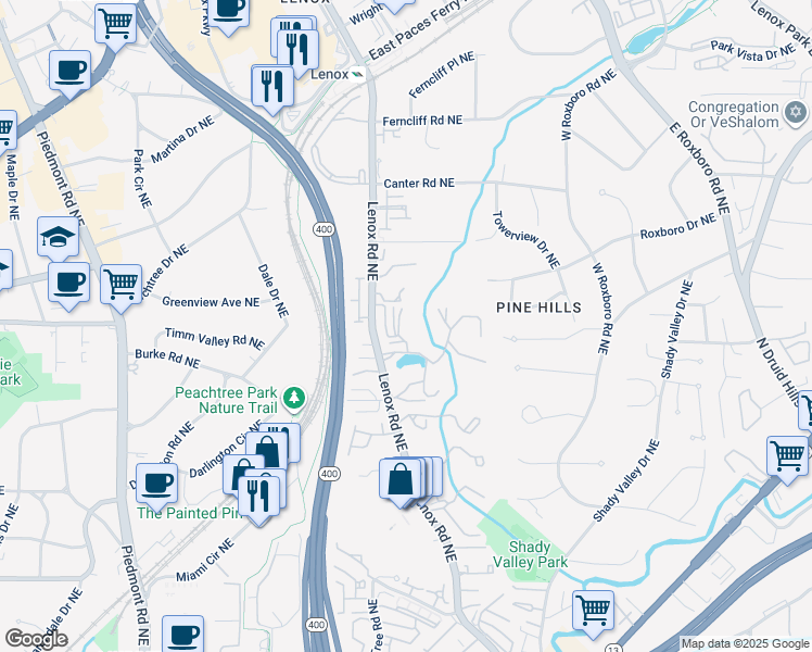 map of restaurants, bars, coffee shops, grocery stores, and more near 24212 Plantation Drive Northeast in Atlanta