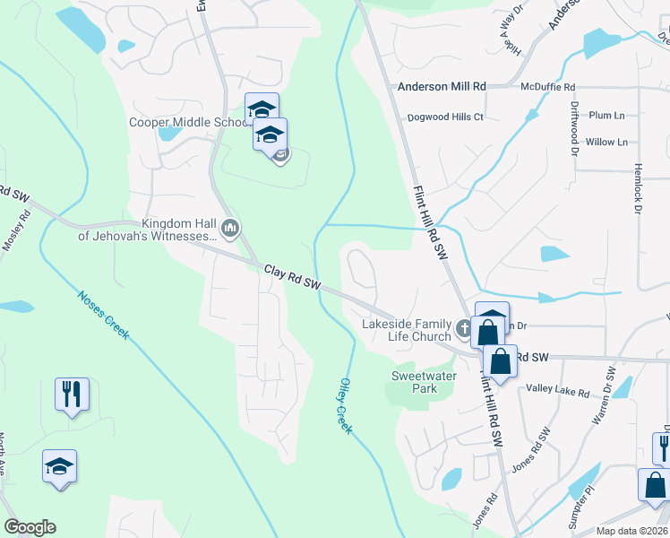map of restaurants, bars, coffee shops, grocery stores, and more near in Austell
