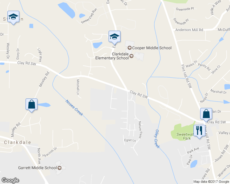 map of restaurants, bars, coffee shops, grocery stores, and more near 3335 Cypress Club Trail in Austell