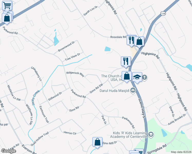 map of restaurants, bars, coffee shops, grocery stores, and more near 3403 Woodlaurel Drive in Snellville