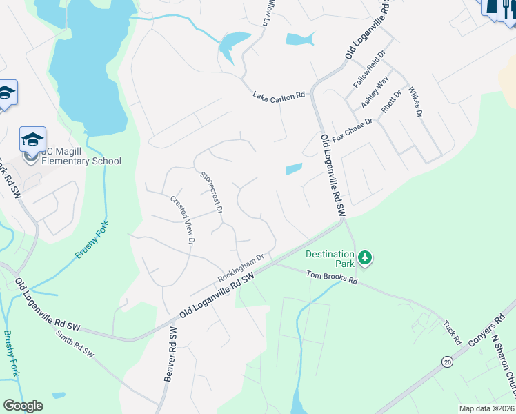 map of restaurants, bars, coffee shops, grocery stores, and more near 403 Rockingham Court in Loganville
