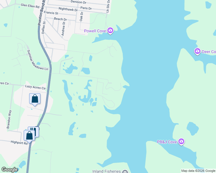 map of restaurants, bars, coffee shops, grocery stores, and more near 579 Lukehaven Dr in Pottsboro