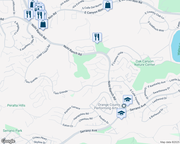 map of restaurants, bars, coffee shops, grocery stores, and more near 760 South Stillwater Lane in Anaheim