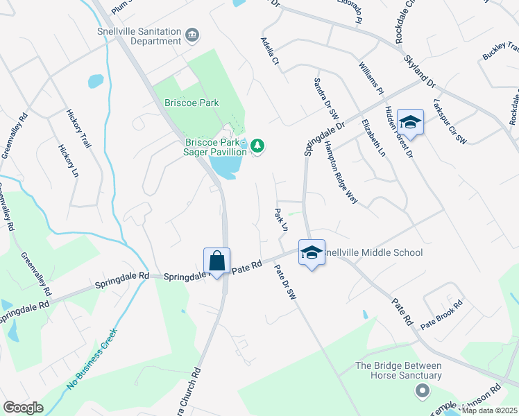 map of restaurants, bars, coffee shops, grocery stores, and more near 2995 Sonya Lane in Snellville