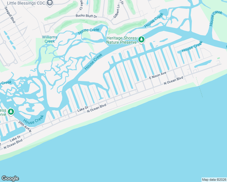 map of restaurants, bars, coffee shops, grocery stores, and more near 305 51st Avenue North in North Myrtle Beach