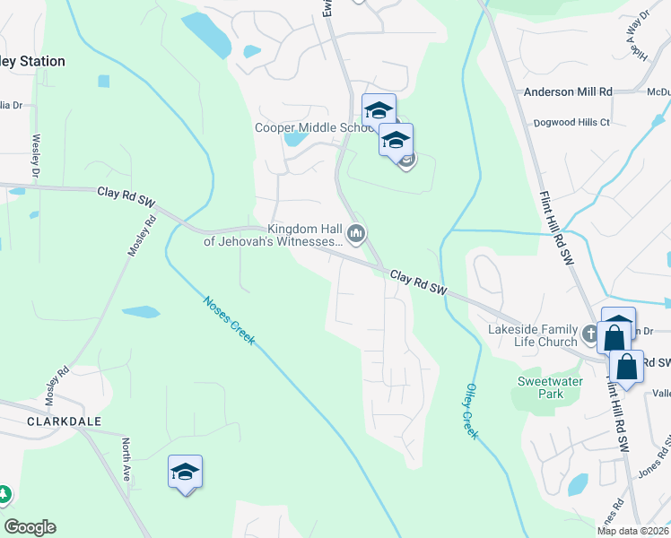 map of restaurants, bars, coffee shops, grocery stores, and more near 3320 Cypress Club Trail in Austell