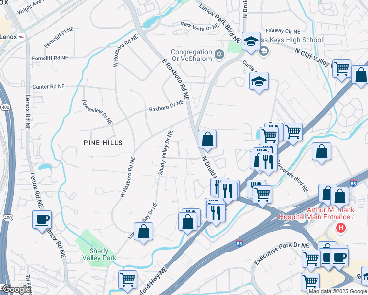 map of restaurants, bars, coffee shops, grocery stores, and more near 1869 Childers Place Northeast in Atlanta