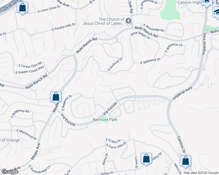 map of restaurants, bars, coffee shops, grocery stores, and more near 4629 East Bradford Avenue in Orange