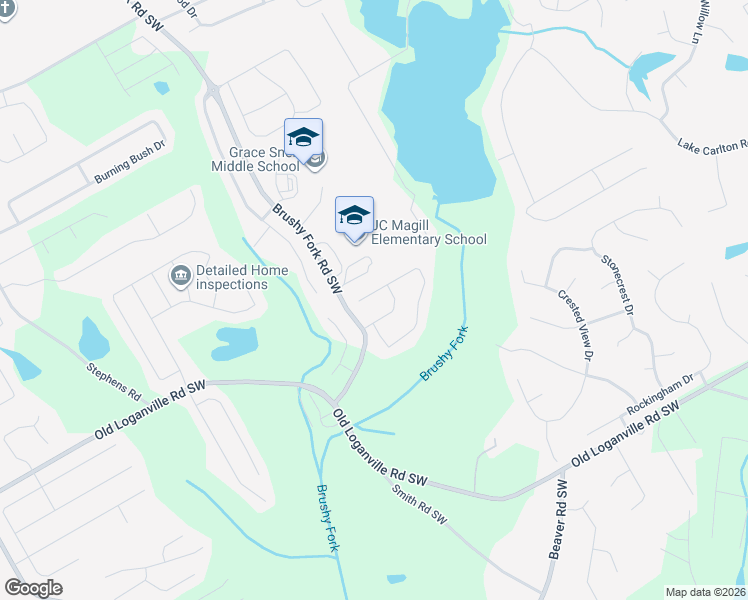 map of restaurants, bars, coffee shops, grocery stores, and more near 3795 Brushymill Court in Loganville