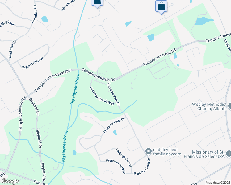 map of restaurants, bars, coffee shops, grocery stores, and more near 1657 Preserve Park Drive in Loganville