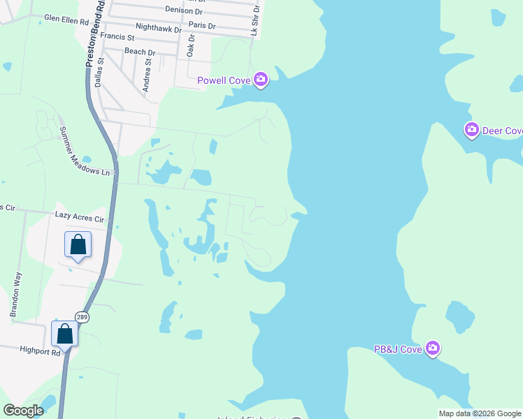 map of restaurants, bars, coffee shops, grocery stores, and more near 579 Lukehaven Drive in Pottsboro