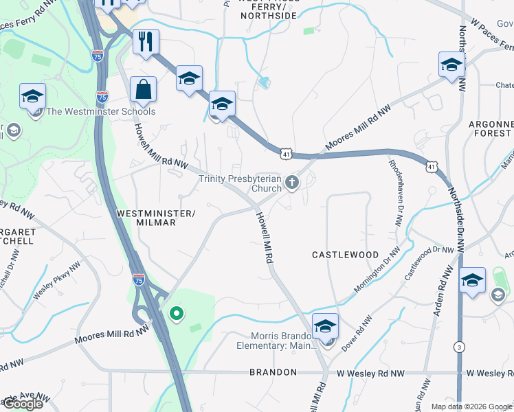 map of restaurants, bars, coffee shops, grocery stores, and more near in Atlanta