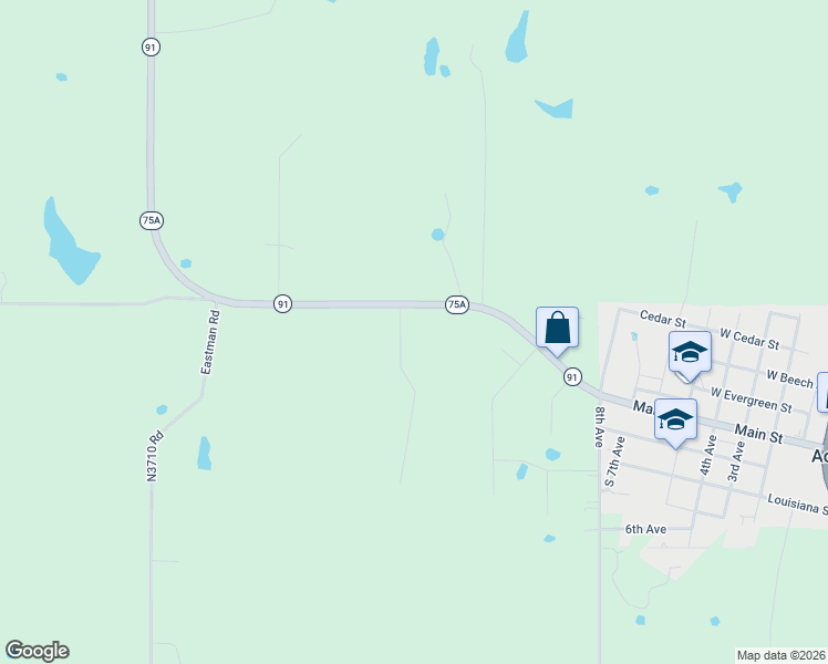 map of restaurants, bars, coffee shops, grocery stores, and more near 12690 Oklahoma 91 in Colbert