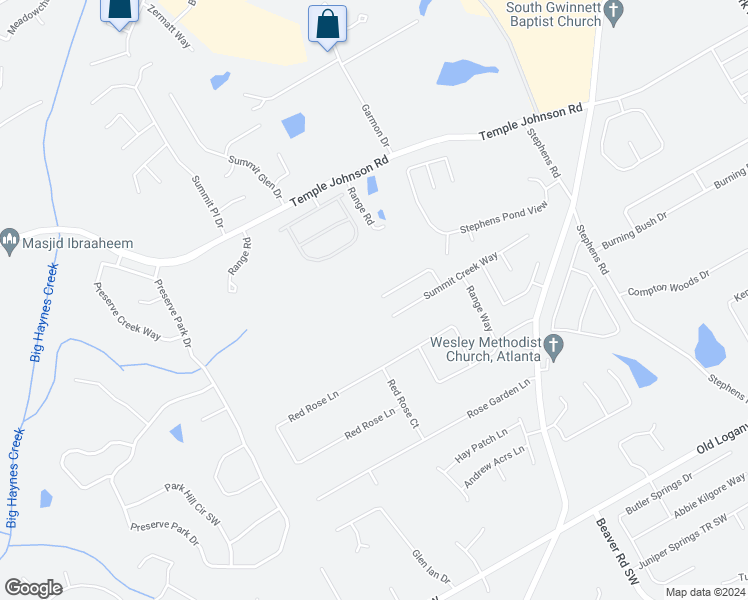 map of restaurants, bars, coffee shops, grocery stores, and more near 3412 Woodruff Ridge Lane Southwest in Loganville