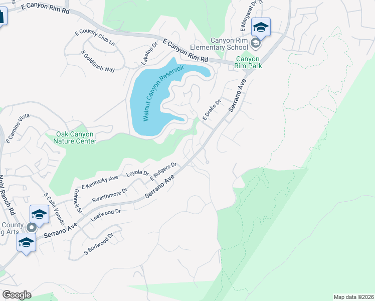 map of restaurants, bars, coffee shops, grocery stores, and more near 7030 East Creek Side Lane in Anaheim