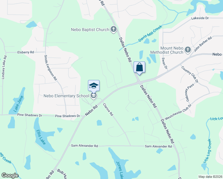 map of restaurants, bars, coffee shops, grocery stores, and more near 3014 Nebo Road in Dallas