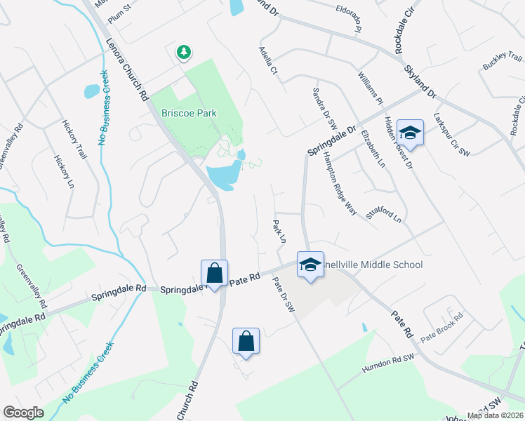 map of restaurants, bars, coffee shops, grocery stores, and more near 3037 Sonya Lane in Snellville