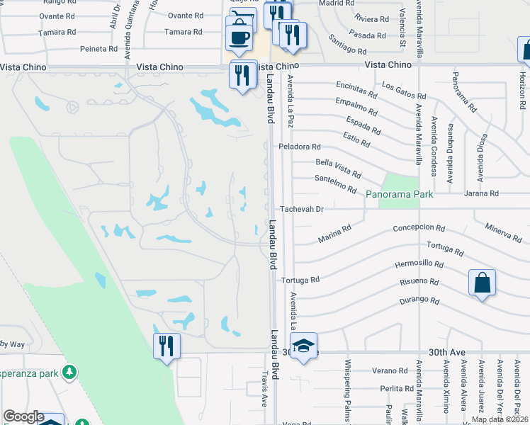 map of restaurants, bars, coffee shops, grocery stores, and more near 29251 East Portales Drive in Cathedral City