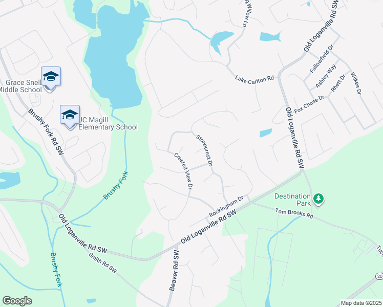 map of restaurants, bars, coffee shops, grocery stores, and more near 806 Stonecrest Court in Loganville