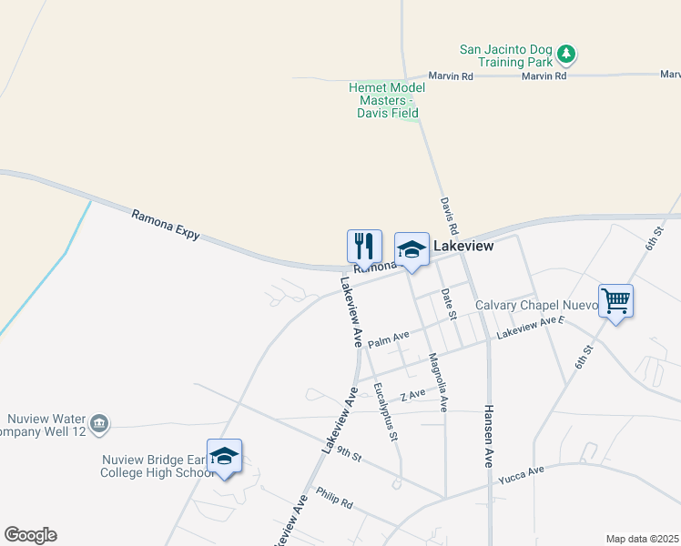 map of restaurants, bars, coffee shops, grocery stores, and more near Lakeview Avenue in Lakeview