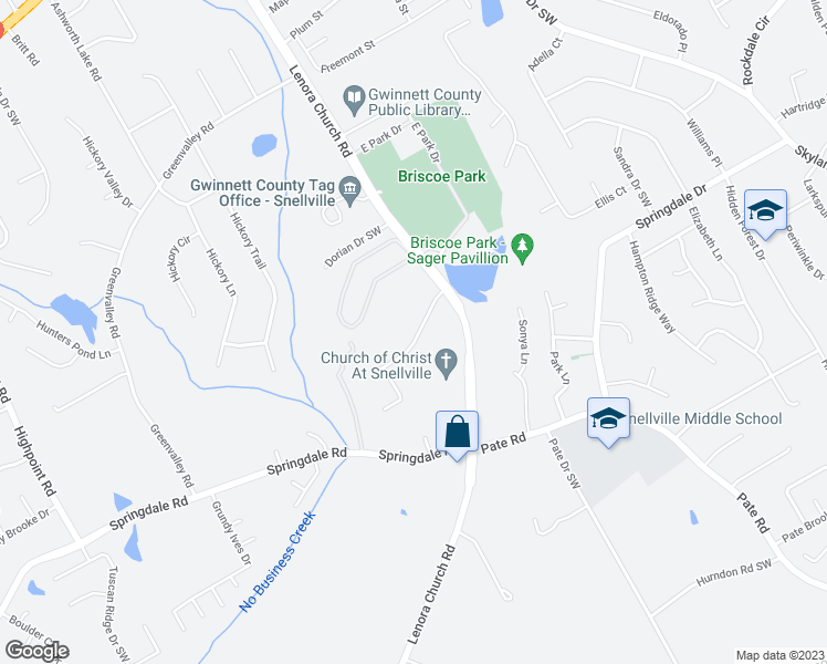 map of restaurants, bars, coffee shops, grocery stores, and more near 2615 Parkside Way Southwest in Snellville