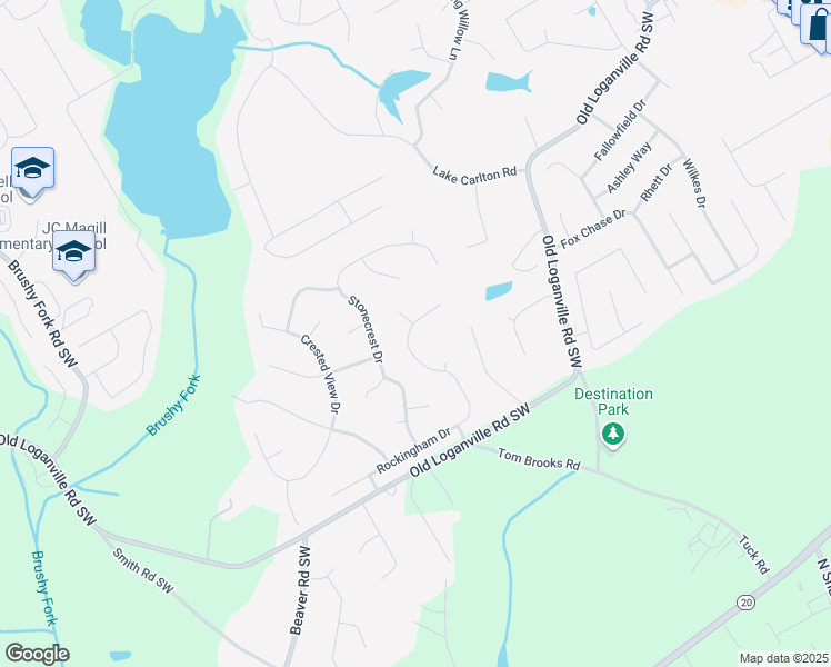 map of restaurants, bars, coffee shops, grocery stores, and more near 301 Rockingham Drive in Loganville