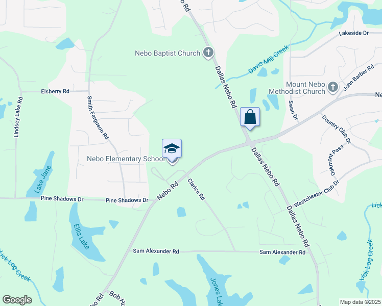 map of restaurants, bars, coffee shops, grocery stores, and more near 2843 Nebo Road in Dallas